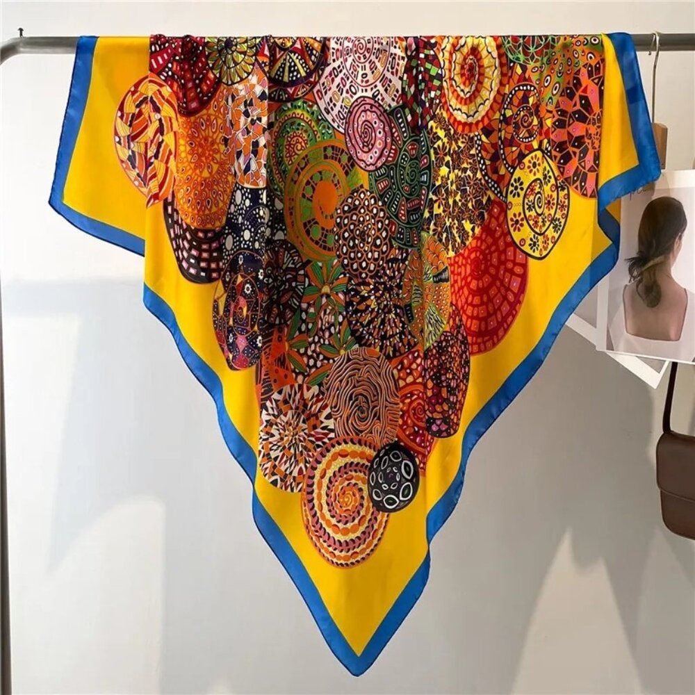 2/$30 Large Colorful Mandala Print Calico Silk Feeling Polyester Scarf